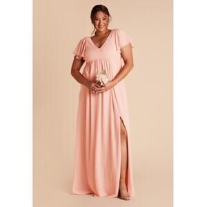 NWT Birdy Grey Hannah Chiffon Blush Pink Flutter Sleeve Dress Bridesmaid Sz 2X